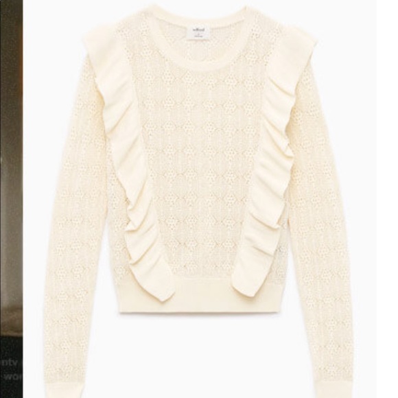 Wilfred Sweaters - Aritzia-Wilfred feminine ruffle pointelle-knit ivory sweater